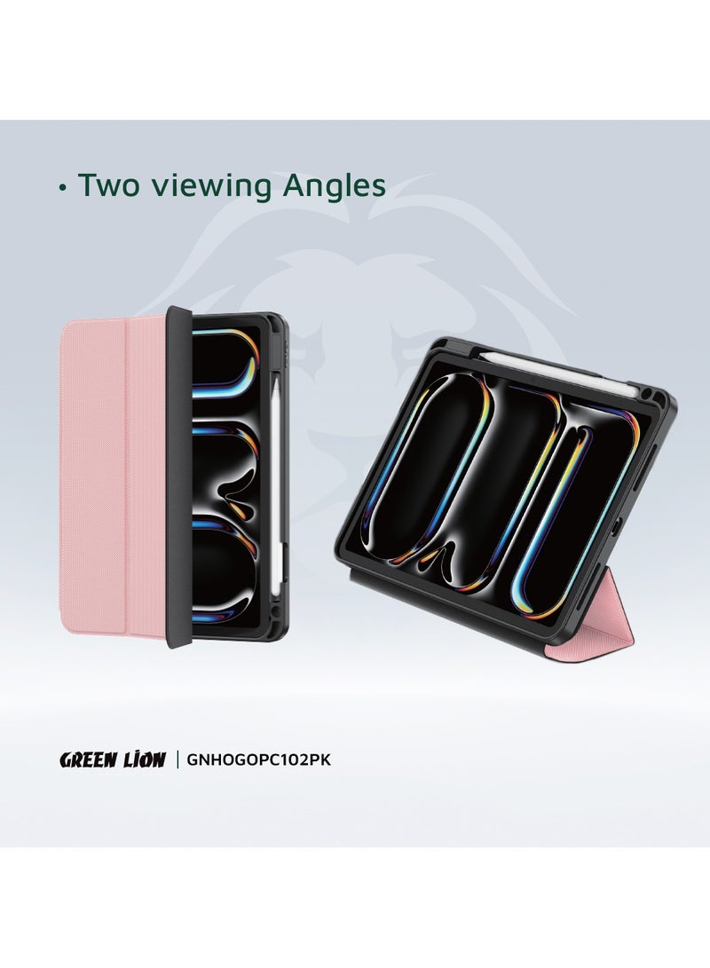 GREEN LION iPad Case Hogo Premium cover with Pencil Holder for iPad iPad 10" - 10.9" / Stable Trifold Stand / Effective Shockproof / Full Body Drop Protection / Adjustable Angles / Auto Wake/Sleep - Pink - Image 5