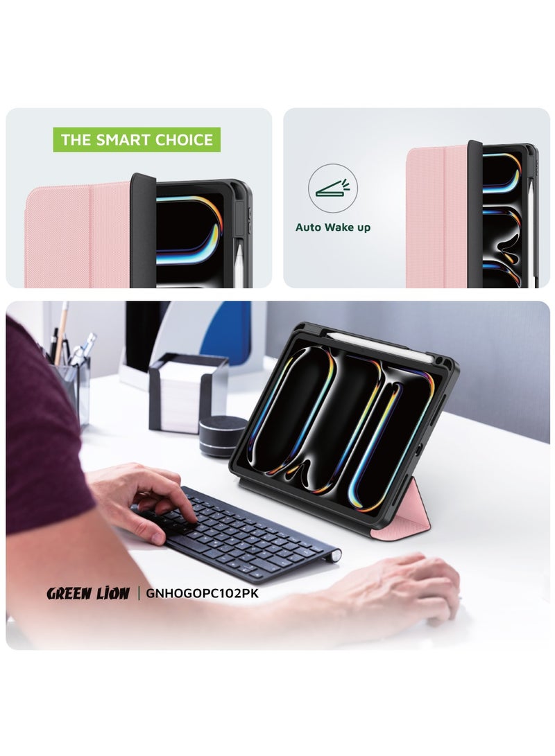 GREEN LION iPad Case Hogo Premium cover with Pencil Holder for iPad iPad 10" - 10.9" / Stable Trifold Stand / Effective Shockproof / Full Body Drop Protection / Adjustable Angles / Auto Wake/Sleep - Pink - Image 3