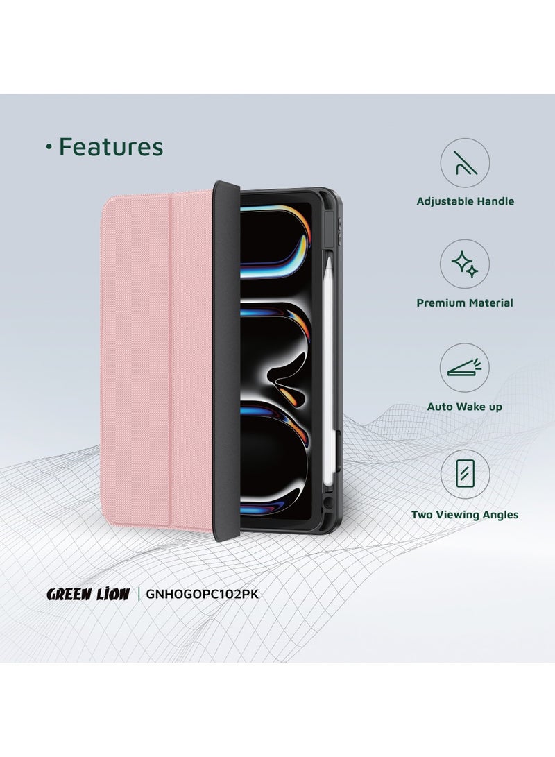 GREEN LION iPad Case Hogo Premium cover with Pencil Holder for iPad iPad 10" - 10.9" / Stable Trifold Stand / Effective Shockproof / Full Body Drop Protection / Adjustable Angles / Auto Wake/Sleep - Pink - Image 2