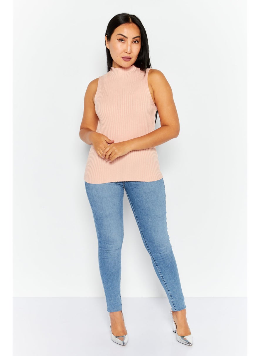 Women Mock Neck Sleeveless Ribbed Top, Pink - pzsku/Z3E26A0EE10D3AA93CEF0Z/45/_/1724351239/f40f9c0c-fb92-41bd-99f0-ede2ad3ef447