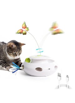 all for paws ALL FOR PAWS 3 in 1 Interactive Cat Butterfly Flutter Toy with Rolling Balls and Popping Feather Toy Automatic Spinner - Mental Stimulation for Indoor Cats - USB Rechargeable  - Image 1