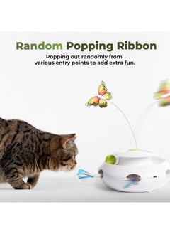 all for paws ALL FOR PAWS 3 in 1 Interactive Cat Butterfly Flutter Toy with Rolling Balls and Popping Feather Toy Automatic Spinner - Mental Stimulation for Indoor Cats - USB Rechargeable  - Image 4