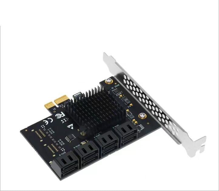 foxaa SaiRetail.Com PCIe SATA Controller Expansion Card - 8 Ports with 8 SATA Cables, Power Splitter Cable and Low Profile Bracket - PCI-E X1 3.0 Gen3 (6Gbps) Controller Card (ASM1064+JMB575) - Image 1