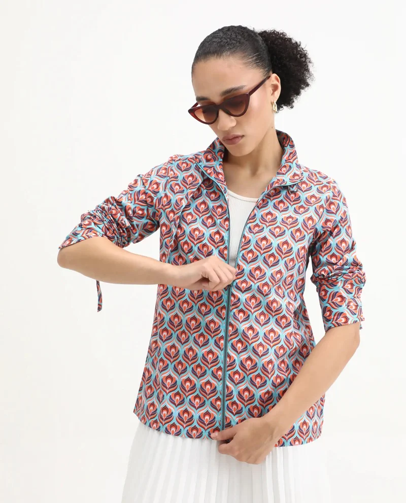 ريريزم Women's High Neck Shirt With Buckle Detail