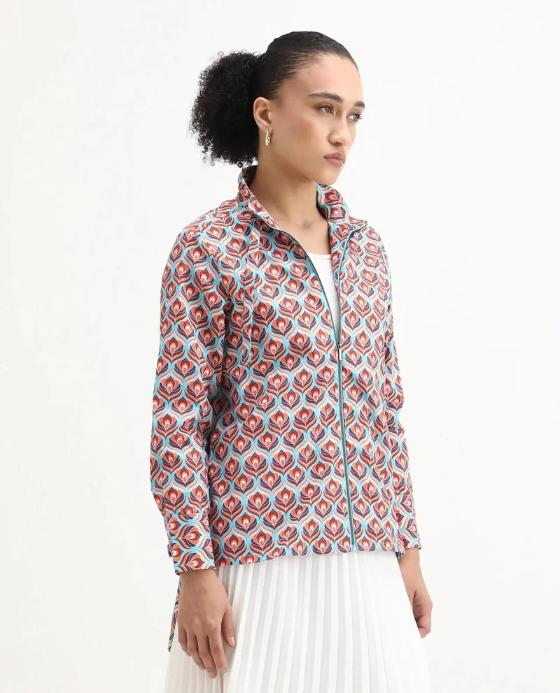 Rareism Women's High Neck Shirt With Buckle Detail