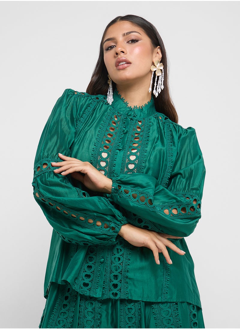 Khizana Top & Skirt Set With Lace Trim  - Image 3