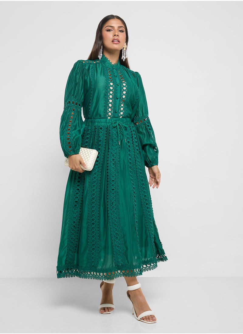 Khizana Top & Skirt Set With Lace Trim  - Image 5