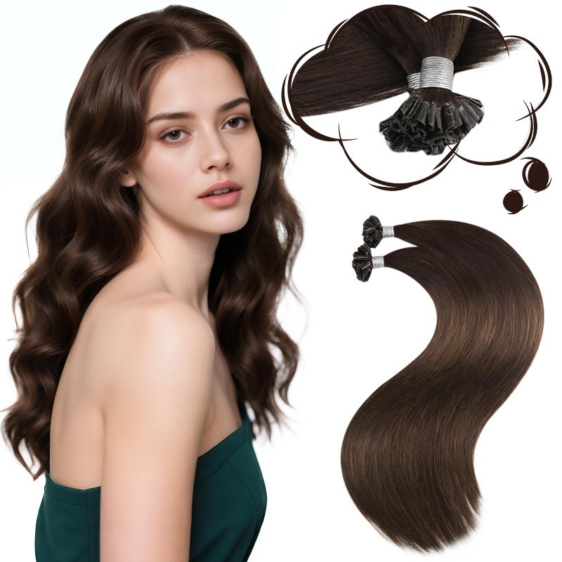 Moresoo U Tip Hair Extensions Human Hair Brown U Tip Keratin Hair Extensions Ash Brown Human Hair Utip Hair Extensions Human Hair 24 Inch Thick U Tip Hair Extensions50G50S
