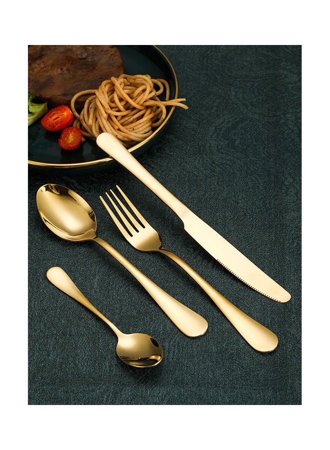 24-Piece Stainless Steel Cutlery Set with Storage Holder Gold - Image 4