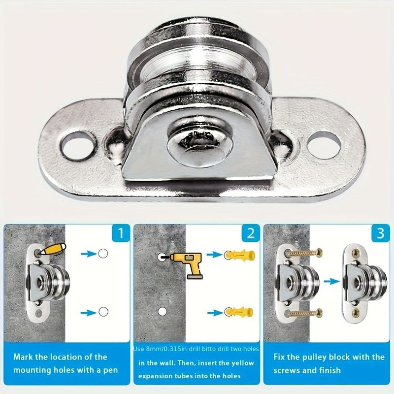 2 Pack Heavy Duty Small Silent Pulley Block Fixed Belt Wheel for Towing Directional Use - Image 5