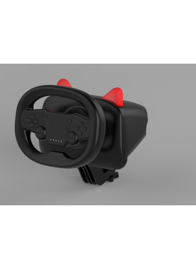 Generic Game Steering Wheel Cat Ear Bluetooth Wired Dual-mode Connection Steering Wheel For Android For Apple Children Gift-Product Color:Black Red  - Image 1
