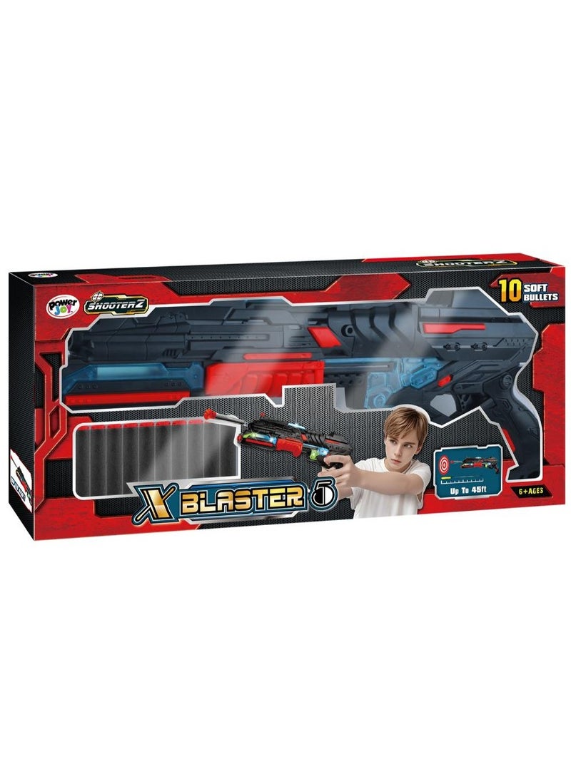 Power Joy Power Joy Shooterz X Blaster-5 with 10 Foam Bullets with Lights, Assorted 1 Piece (Color May Vary) Battery Operated | Action Games | Interactive Game | Toy Blaster | Toy Gun Can shoot over 45 feet! | Gift for Kids and Adults  - Image 1