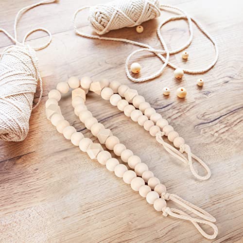 KLOGTSIND Wood Bead Curtain Tiebacks, KLOGTSIND Set of 2 Curtain Holdbacks for Thin or Thick Window Draperies, Boho Farmhouse Curtain Tiebacks with Hooks, Curtain Tie Backs for Home Office Room Decor - Image 5