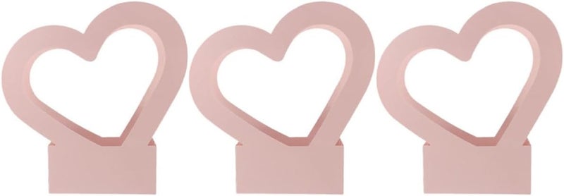 VERDANVERSE 3pcs Heart Shaped Flower Box Set with Handle, Waterproof Pink Floral Paper Boxes 30x29.5x7cm for Bouquet Wrapping and Party Favors - Image 1