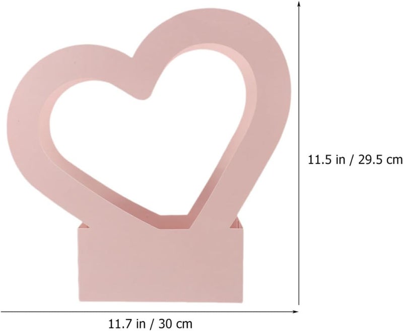 VERDANVERSE 3pcs Heart Shaped Flower Box Set with Handle, Waterproof Pink Floral Paper Boxes 30x29.5x7cm for Bouquet Wrapping and Party Favors - Image 2