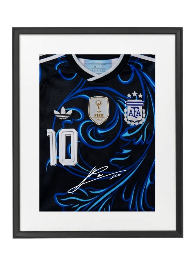 Lionel Messi Argentina Jersey #10 World Cup 2026 with Printed Autograph Framed Poster 50x40cm , Soccer Memorabilia Gift for Football Fans