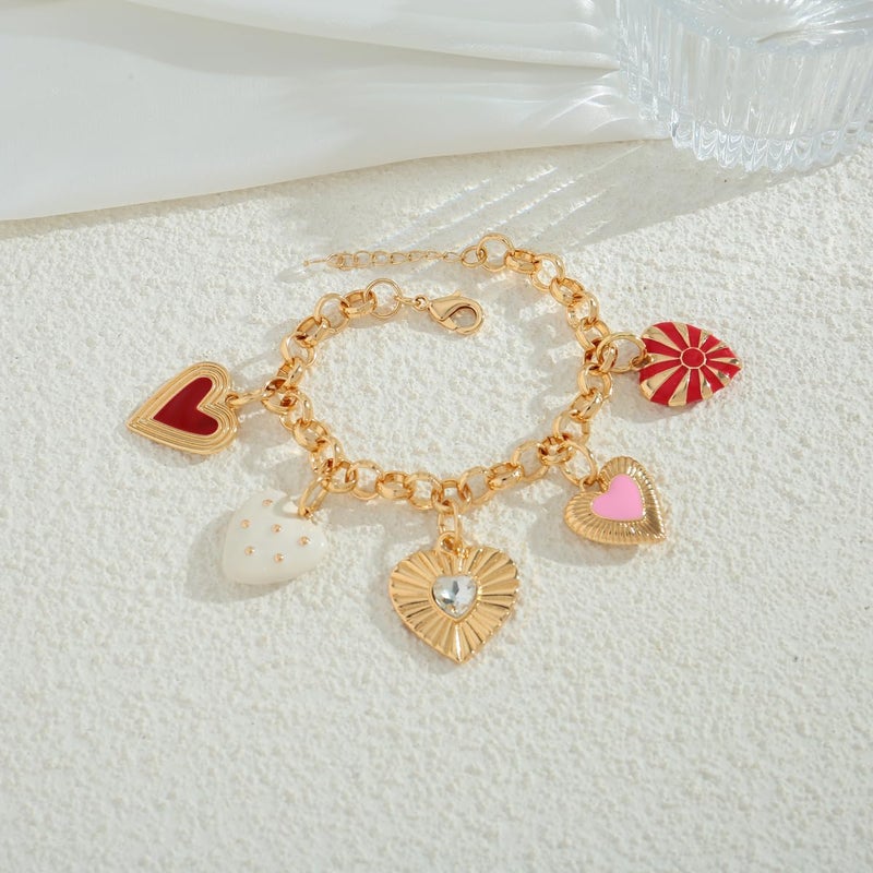 INNERDIVA Gold Heart Charm Bracelet for Women, 5 Unique Heart Pendants on Eco-Friendly Zinc Alloy Link Chain Jewelry Gifts - Image 5