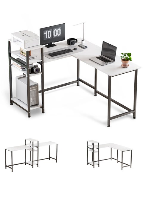 Corner Gaming Desk,2-install Way Computer Desk,Office Desk with Bookshelf or CPU Stand,Long Work Station Suit for 2 People
