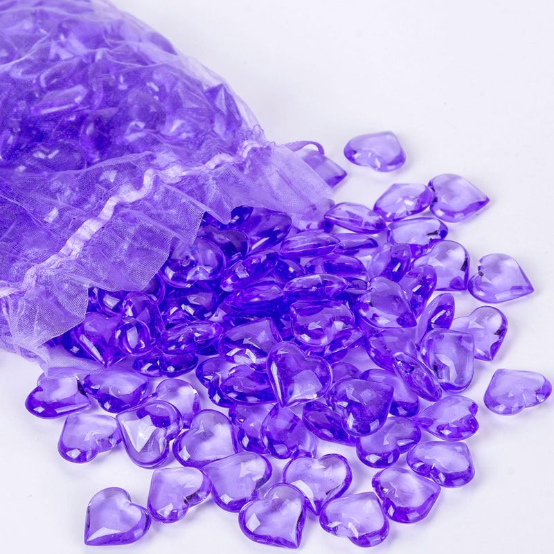 AiFanS 225PCS Purple Heart Shaped Marbles  Acrylic Heart Gems for Vase Fillers Table Scatter Home Dcor  Centerpieces Perfect for Valentines Day Decorations - Image 1