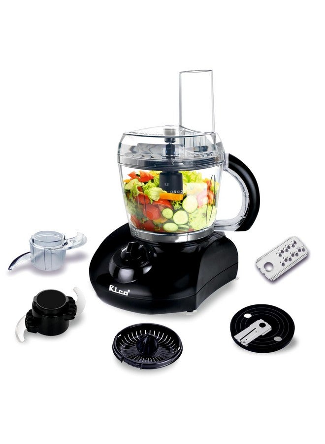 RICO ريكو 400 وات تقنية يابانية مصغرة محضر طعام صانع عجين للمطبخ | ضمان 1 سنة | عجان، مفرمة، مبشرة وعصارة | أسود - Image 1