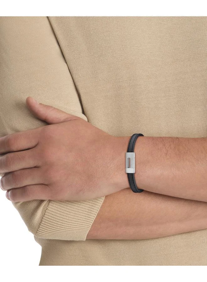 CALVIN KLEIN  CK Exposed Collection Bracelet For Men With BlaCK Leather And Stainless Steel Closure - 35100020 for Men | Best Price UAE