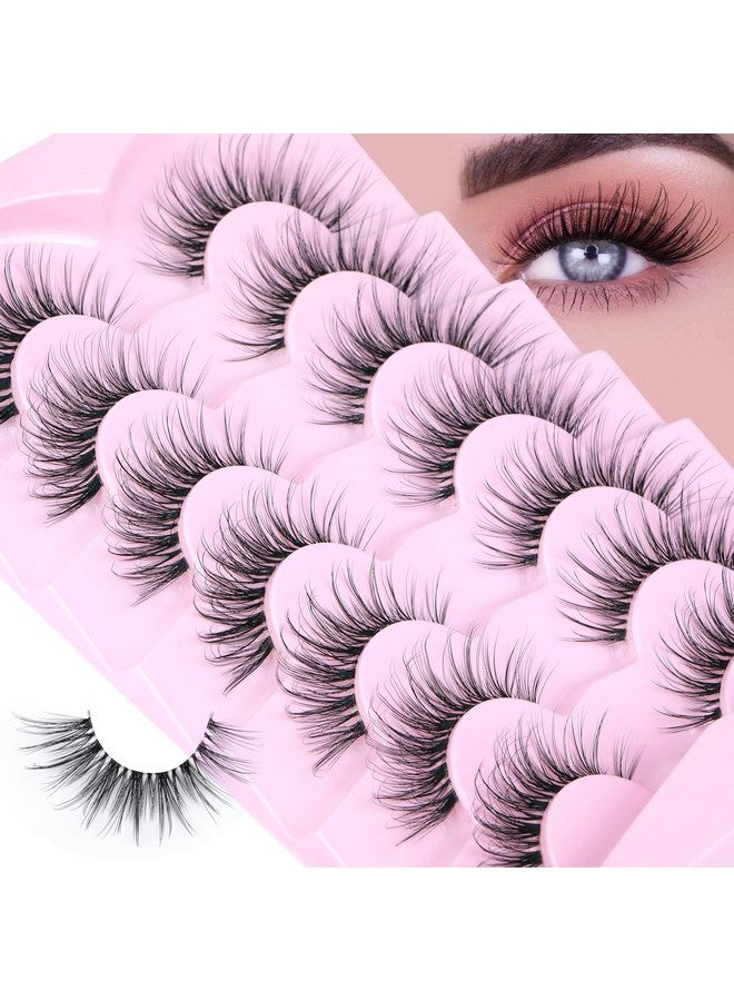 GVEFETIEE Lashes Natural Look False Eyelashes Wispy Fluffy Lashes Mink Long Curly Fake Eyelashes Cat Eye Lashes With Clear Band 7 Pairs Pack By Gvefetiee - Image 1