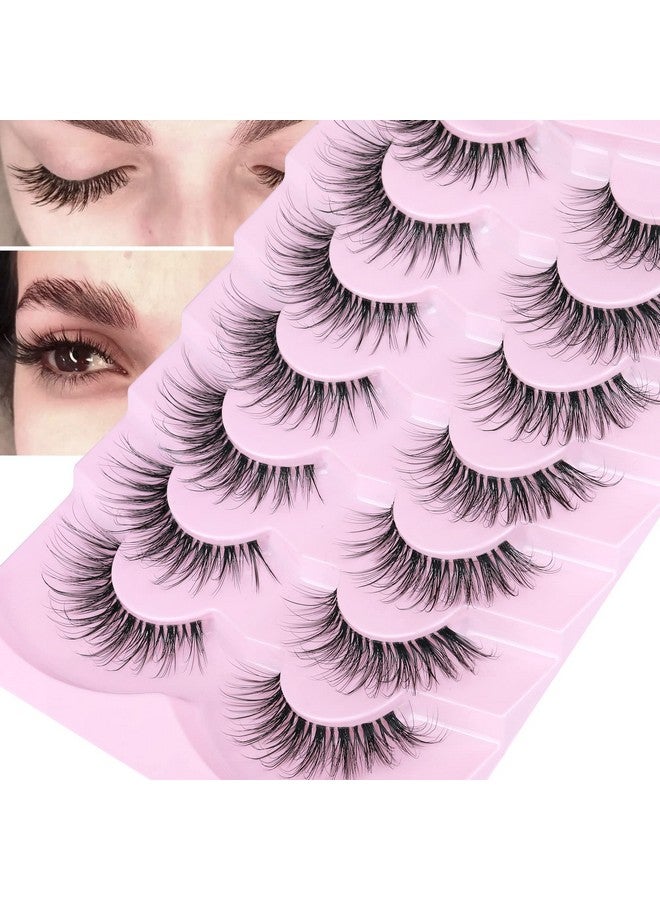 GVEFETIEE Lashes Natural Look False Eyelashes Wispy Fluffy Lashes Mink Long Curly Fake Eyelashes Cat Eye Lashes With Clear Band 7 Pairs Pack By Gvefetiee - Image 3
