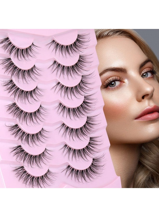 GVEFETIEE Lashes Natural Look False Eyelashes Wispy Fluffy Lashes Mink Long Curly Fake Eyelashes Cat Eye Lashes With Clear Band 7 Pairs Pack By Gvefetiee - Image 5