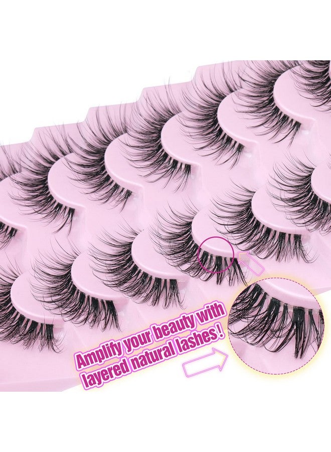 GVEFETIEE Lashes Natural Look False Eyelashes Wispy Fluffy Lashes Mink Long Curly Fake Eyelashes Cat Eye Lashes With Clear Band 7 Pairs Pack By Gvefetiee - Image 4
