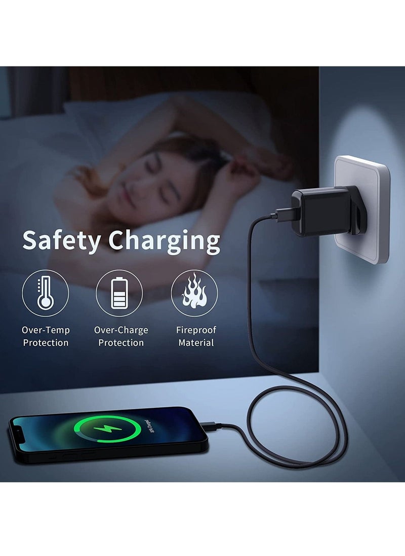 25W USB C Fast Charger Plug with 2M Cable for Samsung Galaxy S21+/S21/S20+/S20/S9/S8 Ultra Plus Flip 3/Z Fold 3 5G, UK Wall USBC Charging Power Adapter for Type C Phone Note 20/10, A53 A51