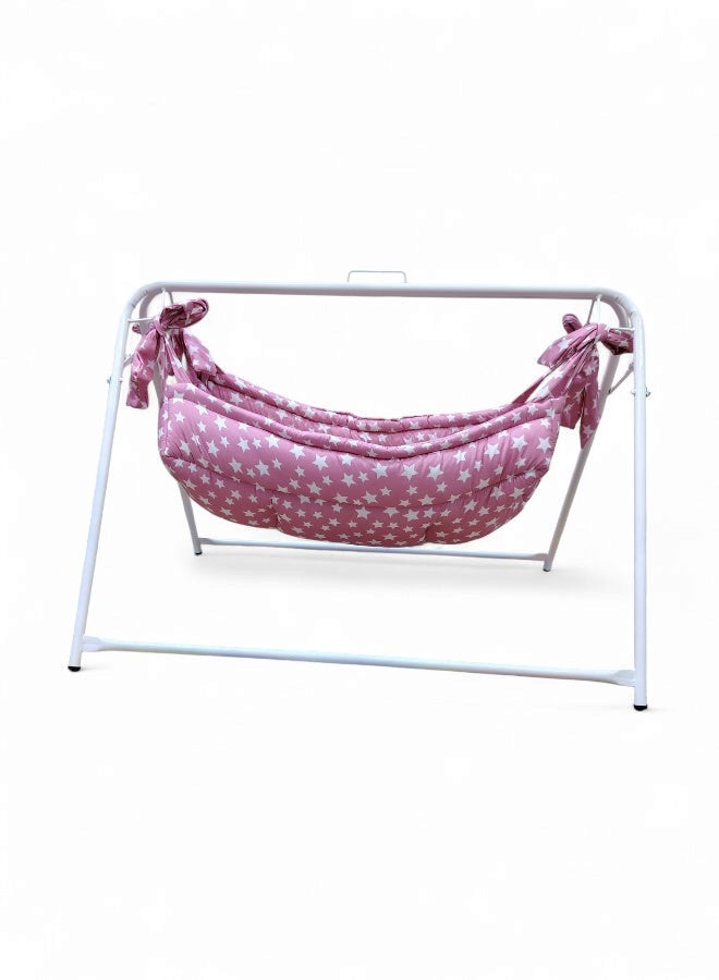 RIVAL Portable Baby Cradle with Durable Metal Frame - Soothing Manual Swing Bed for Infants & Newborns - Lightweight & Easy to Assemble - Image 2