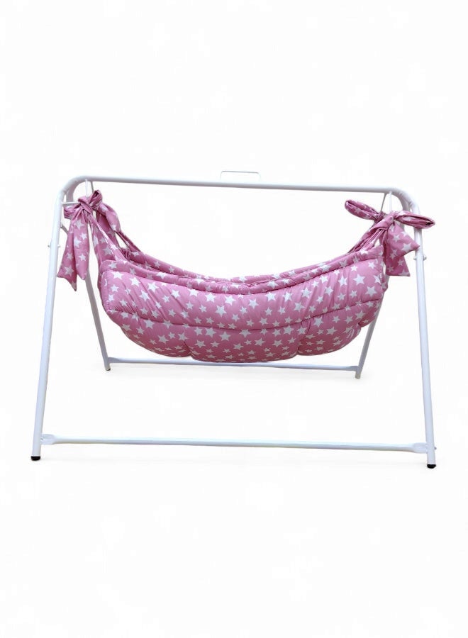 RIVAL Portable Baby Cradle with Durable Metal Frame - Soothing Manual Swing Bed for Infants & Newborns - Lightweight & Easy to Assemble - Image 3