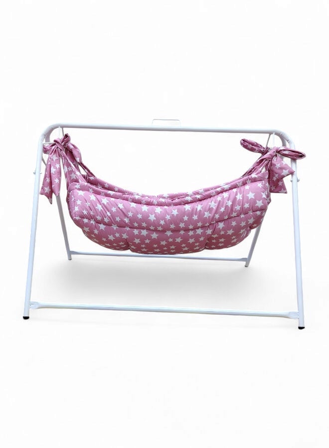 RIVAL Portable Baby Cradle with Durable Metal Frame - Soothing Manual Swing Bed for Infants & Newborns - Lightweight & Easy to Assemble - Image 4