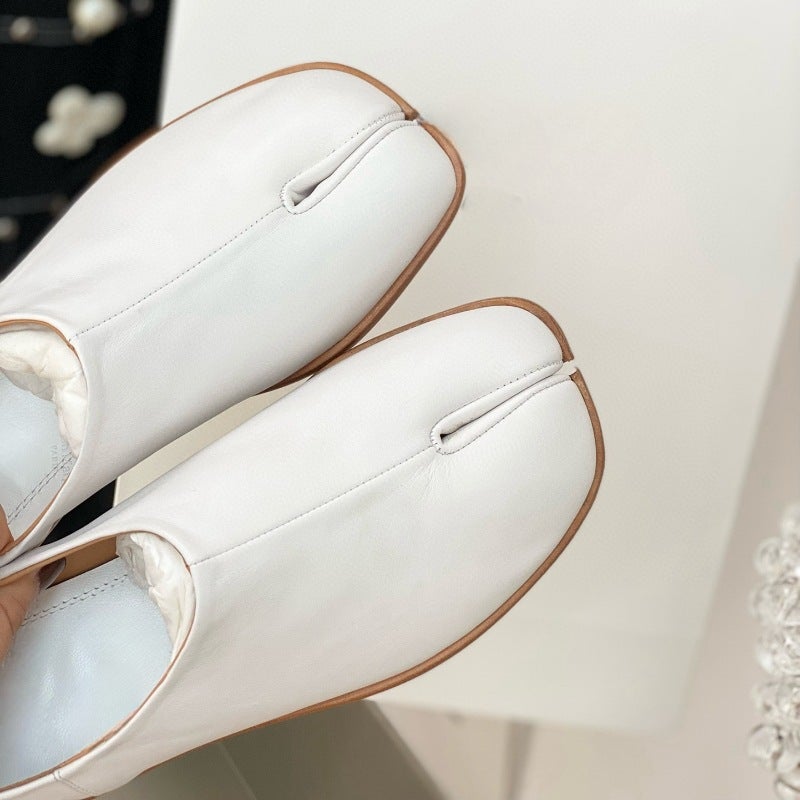 Miguam6 Maji Split-Toe Low-Heeled Shoes With Plush Shoe Covers, Fashionable And Versatile Slip-On Loafers - Image 5