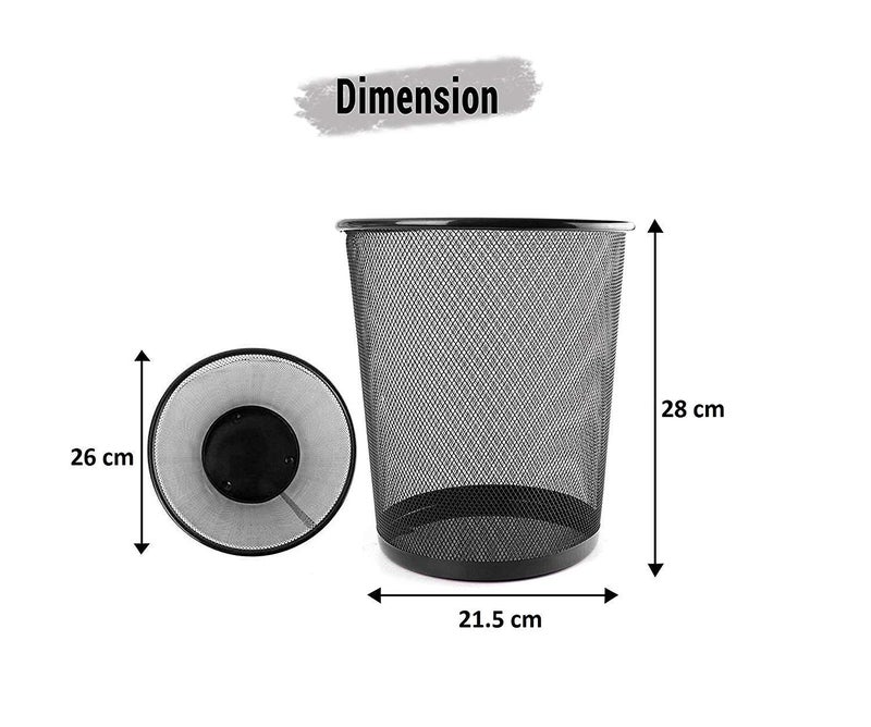 VeleSolv (Pack of 3 Metal Mesh Dustbin for Office use & Home/Multipurpose (Medium, Black) - Image 2