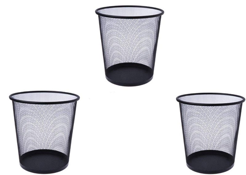 VeleSolv (Pack of 3 Metal Mesh Dustbin for Office use & Home/Multipurpose (Medium, Black) - Image 1