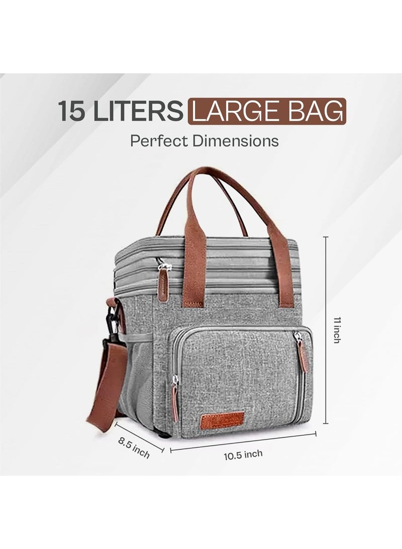 Insulated Lunch Bag For Men and Women - Grey - Image 2