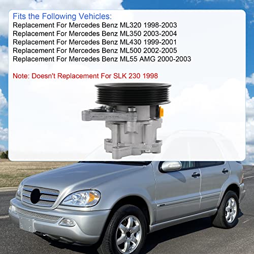 JDMSPEED Power Steering Pump Replacement For Mercedes Benz ML320 ML350 ML430 ML500 ML55 AMG W163 Replaces 0024663801, 0024668201, 0044661401, A0024663801, 0024664601 Power Assist Pump with Pulley and Bracket - Image 2