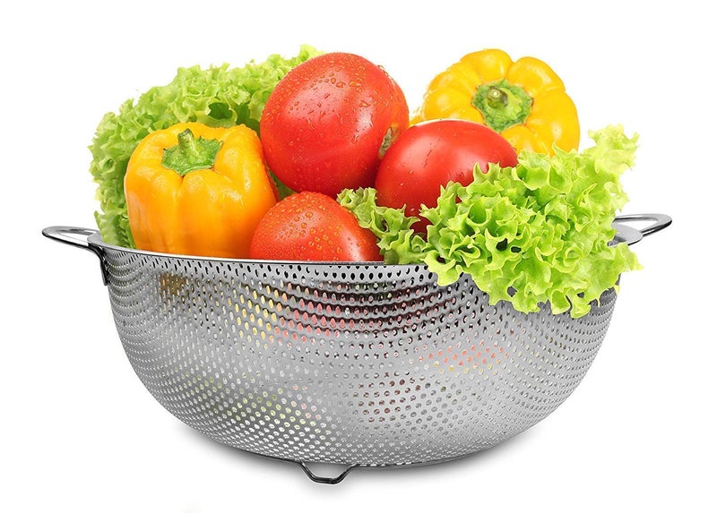 COYRASTH Stainless Steel Colander Strainer MicroPerforated Drainer Basket for Pasta Noodles Vegetables Fruits Beans and Grains Durable Washing Filter with Sturdy Handles - Image 4