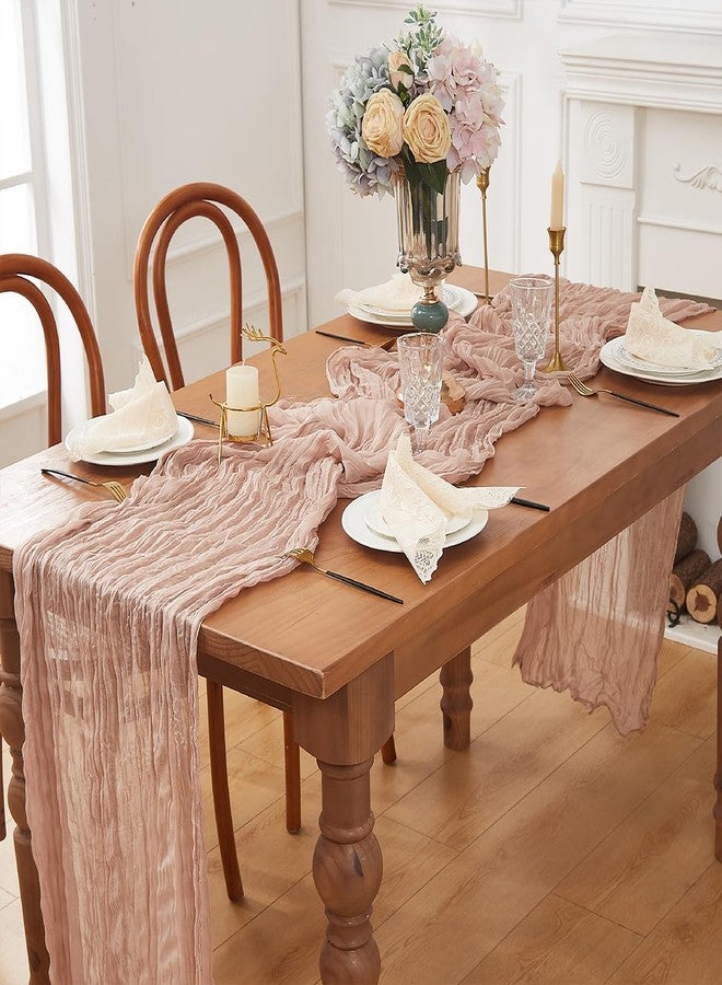 RRBXIA Nude 1 Pack Cheesecloth Fall Thanksgiving Table Runner 120 Inch 10 FT Boho Rustic Gauze for Wedding Baby Shower Party Farmhouse Summer Home Decor Washable - Image 5
