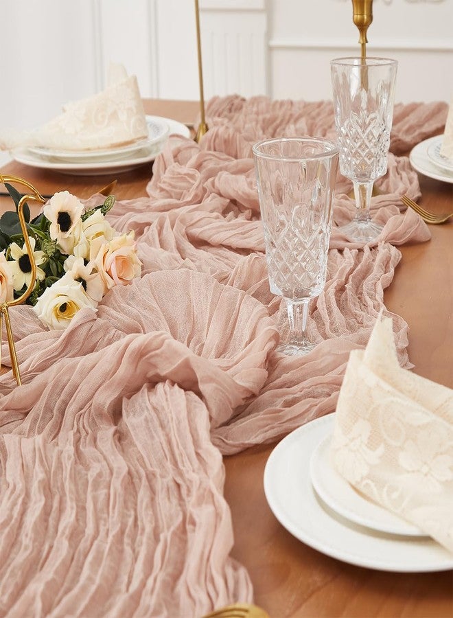 RRBXIA Nude 1 Pack Cheesecloth Fall Thanksgiving Table Runner 120 Inch 10 FT Boho Rustic Gauze for Wedding Baby Shower Party Farmhouse Summer Home Decor Washable - Image 2
