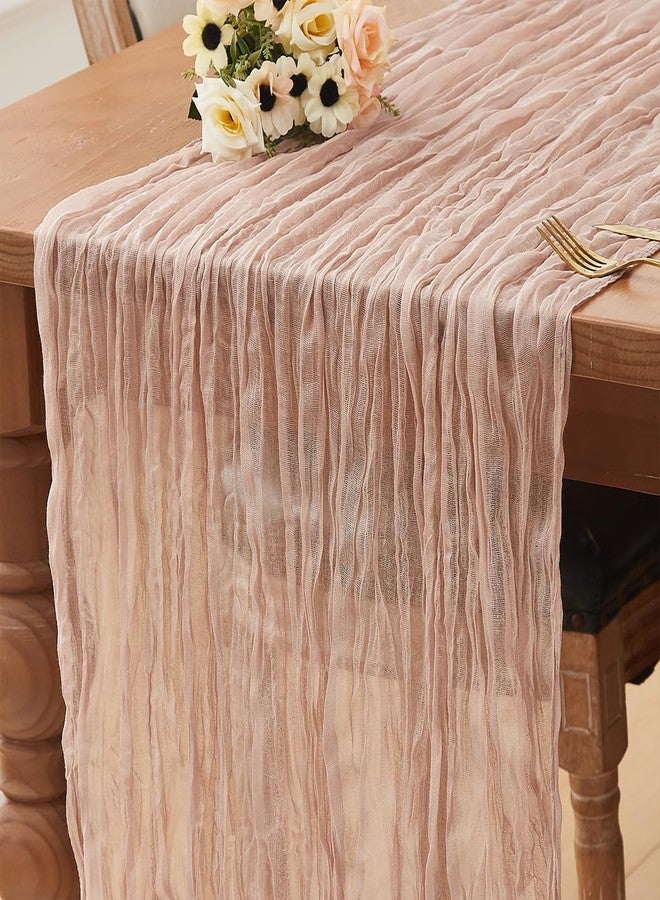 RRBXIA Nude 1 Pack Cheesecloth Fall Thanksgiving Table Runner 120 Inch 10 FT Boho Rustic Gauze for Wedding Baby Shower Party Farmhouse Summer Home Decor Washable - Image 1