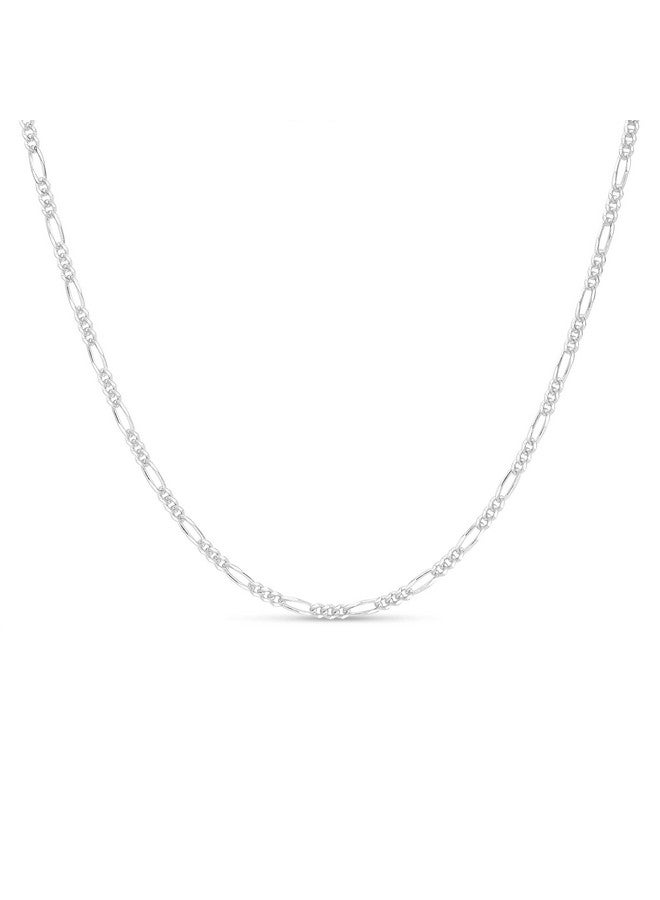 Kezef Solid 925 Sterling Silver Figaro Chain Necklace For Men And Women, 3Mm Width 18 Inch Necklace - Image 1