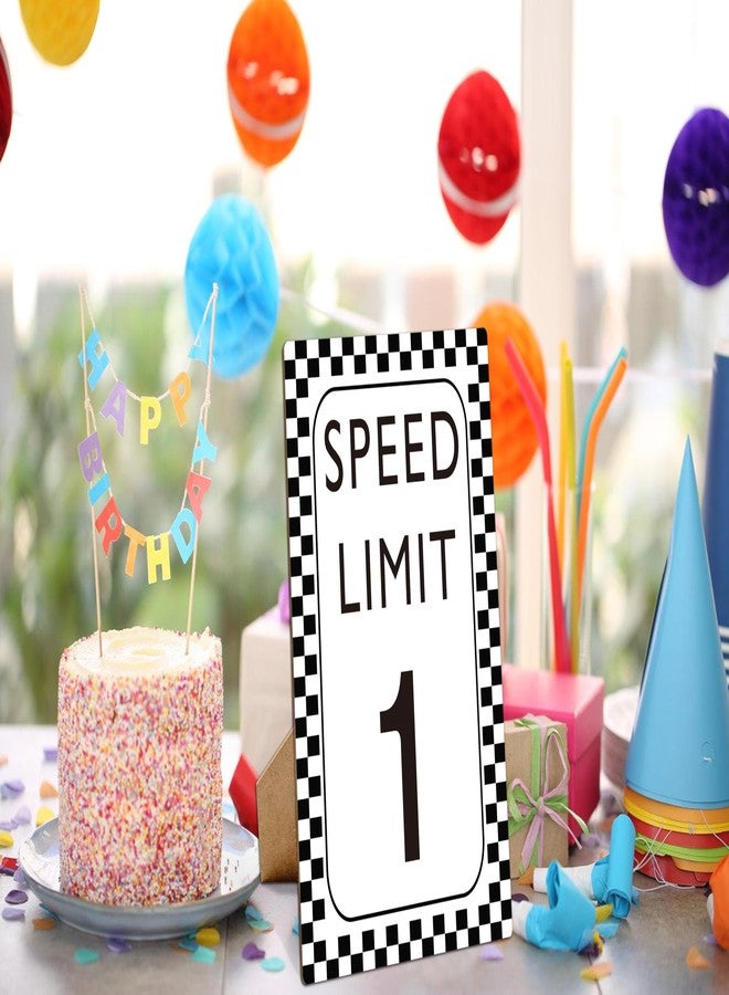 Muruseni Race Car Birthday Decor, Speed Limit 1 Sign, Fast One, Race Car Birthday Party Decorations, 8×11 Wooden Play Sign with Stand, Let's Go Racing Party Supplies for Boy Race Fans - SL1 - Image 5