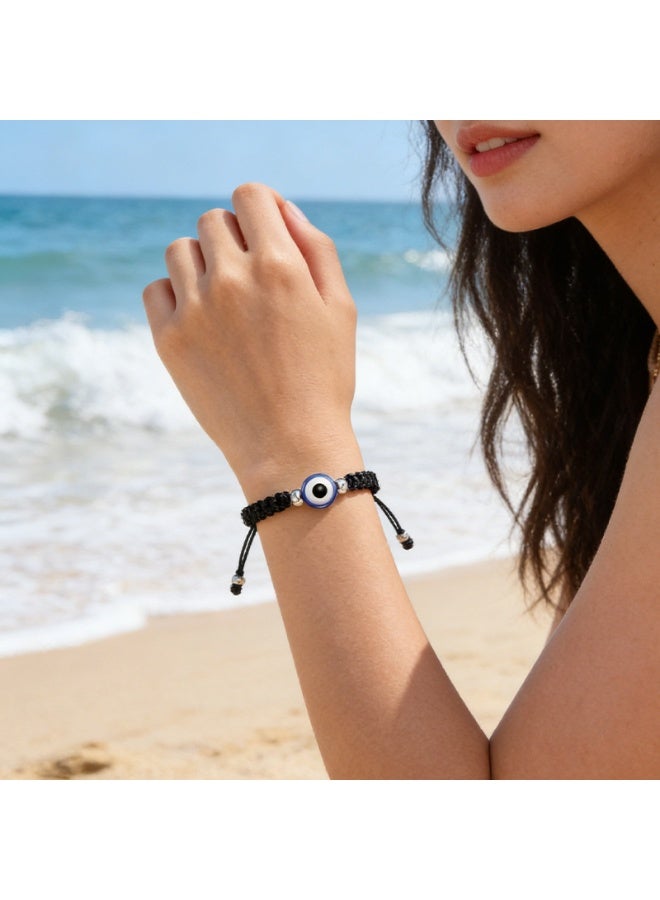 jaexest String Bracelets Handmade Black String Evil Eye Bracelet for Women Men Teen Girls Boys 2pcs - Image 4