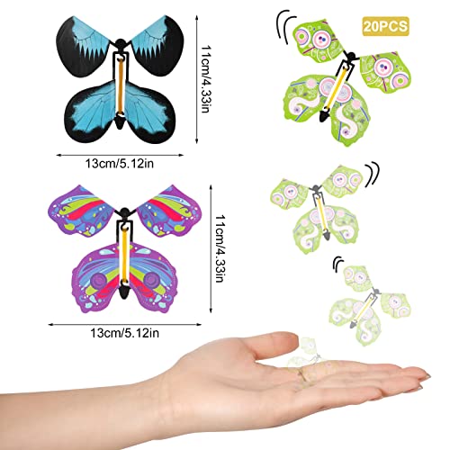 Chenkaiyang 20 Pcs Magic Flying Butterfly, Wind Up Butterfly Toy Rubber Band Powered Flying Butterflies Surprise Gift for Explosion Box Envelope Wedding Birthday Party (20 Classic Style) - Image 2