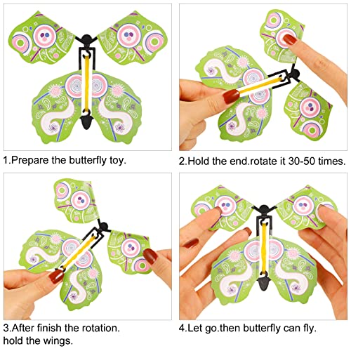 Chenkaiyang 20 Pcs Magic Flying Butterfly, Wind Up Butterfly Toy Rubber Band Powered Flying Butterflies Surprise Gift for Explosion Box Envelope Wedding Birthday Party (20 Classic Style) - Image 3