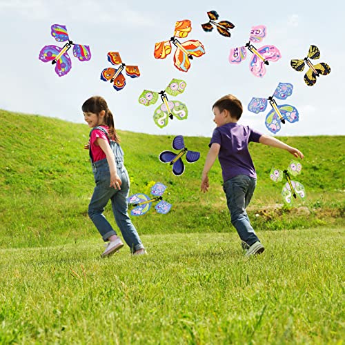 Chenkaiyang 20 Pcs Magic Flying Butterfly, Wind Up Butterfly Toy Rubber Band Powered Flying Butterflies Surprise Gift for Explosion Box Envelope Wedding Birthday Party (20 Classic Style) - Image 5