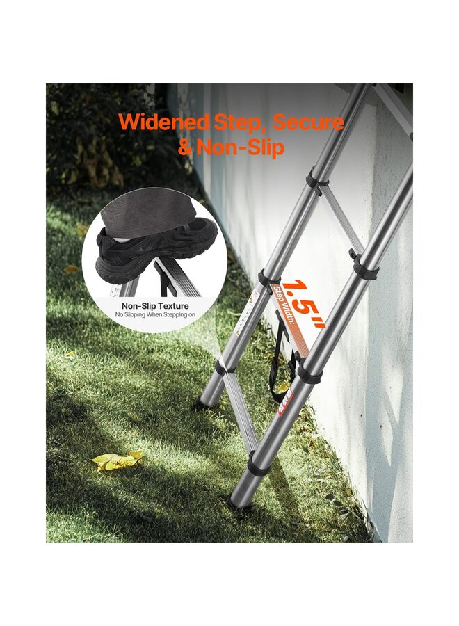 3.8m Telescoping Extension Ladder, 12.5FT Folding Stainless Steel Telescoping Foldable Multi Purpose Extendable for Indoor Outdoor, Anti-Slip Max 330 lbs Load for Home, RV, Loft - Image 2