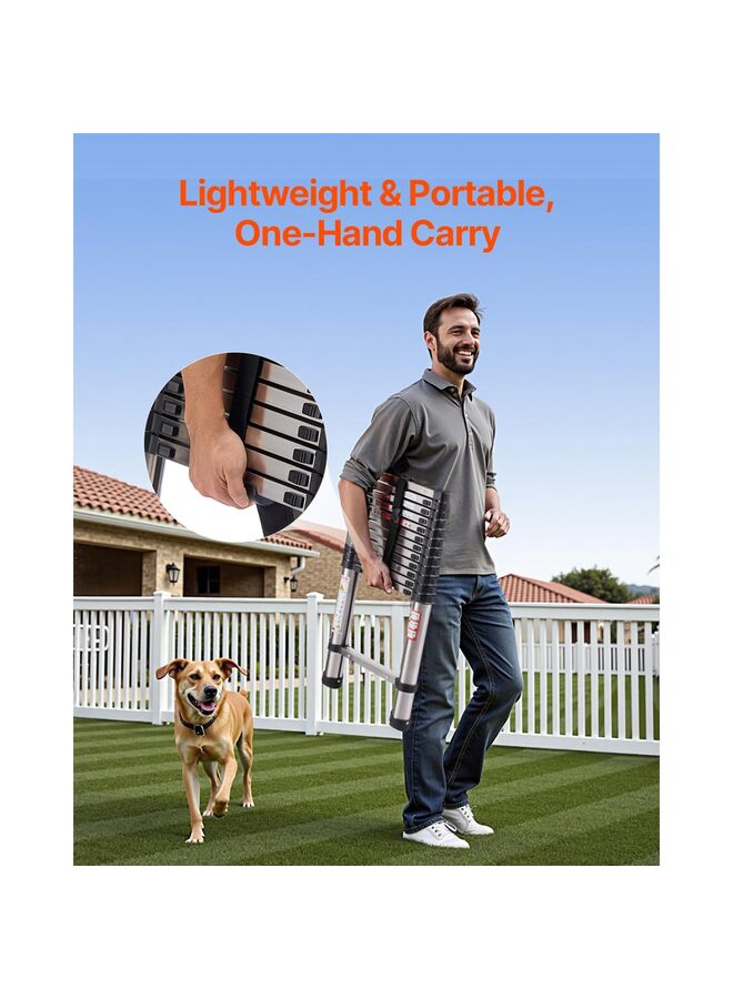 3.8m Telescoping Extension Ladder, 12.5FT Folding Stainless Steel Telescoping Foldable Multi Purpose Extendable for Indoor Outdoor, Anti-Slip Max 330 lbs Load for Home, RV, Loft - Image 5